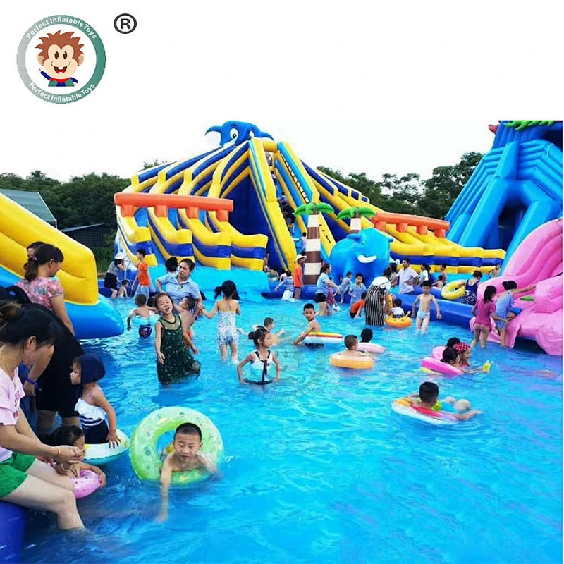 China Supplier Commercial Outdoor Water Slide Playground Kids Inflatable Water Park With Pool