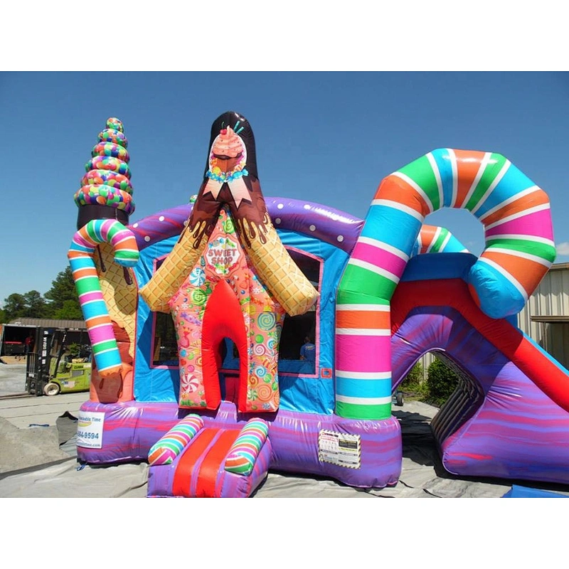 Ice cream bouncer castle amusement park colorful inflatable jumper slide bouncy house