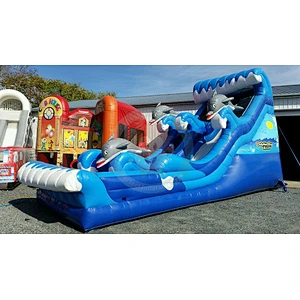 Giant Shark Inflatable Pirate Ship Slide