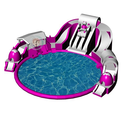 Pink bear inflatable water slide pool inflatable water play equipment