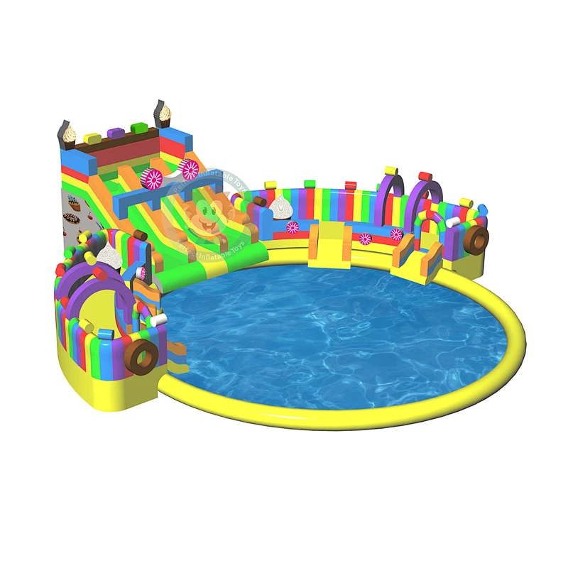 Pink bear inflatable water slide pool inflatable water play equipment