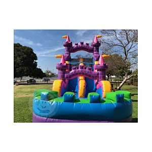 Custom Commercial Long Inflatable Water Slide Bouncy Castle For Kids