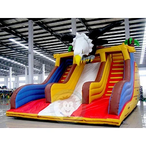 Professionally Tailored Giant Inflatable Castle And Long Water Slide For Children