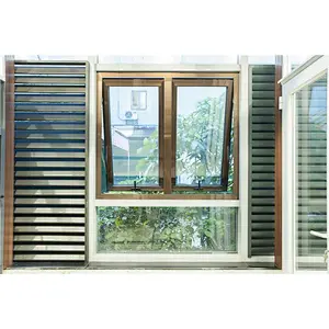 Factory customized design grey/black/white color double glazed aluminum awning window