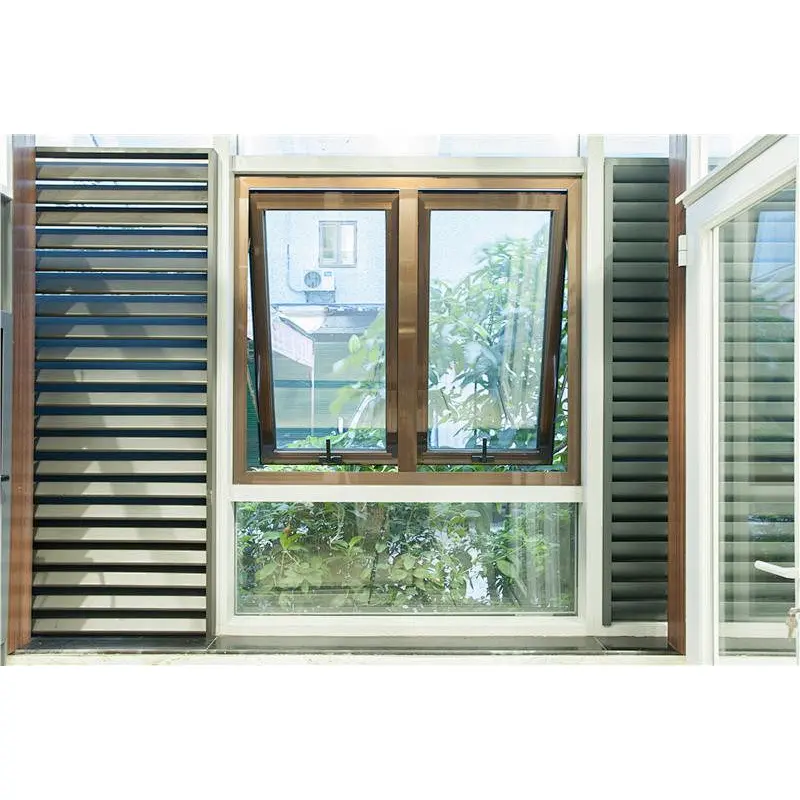 Factory customized design grey/black/white color double glazed aluminum awning window