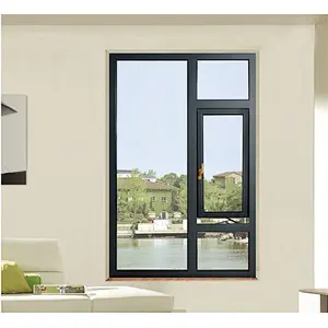 Factory customized design grey/black/white color double glazed aluminum awning window