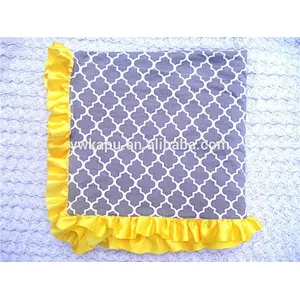 New design 100% cotton soft touch baby blankets with satin ruffle