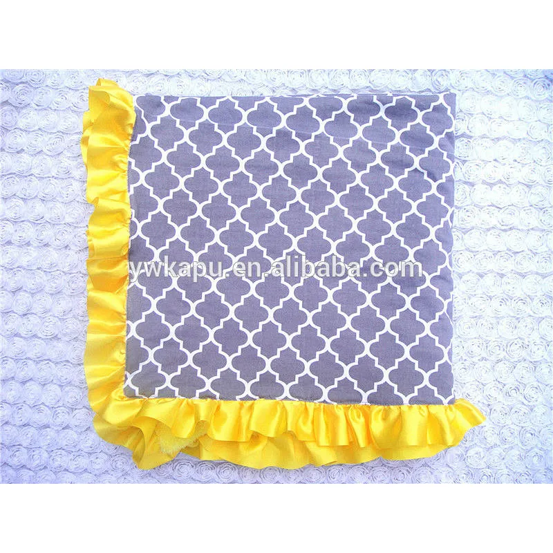 New design 100% cotton soft touch baby blankets with satin ruffle