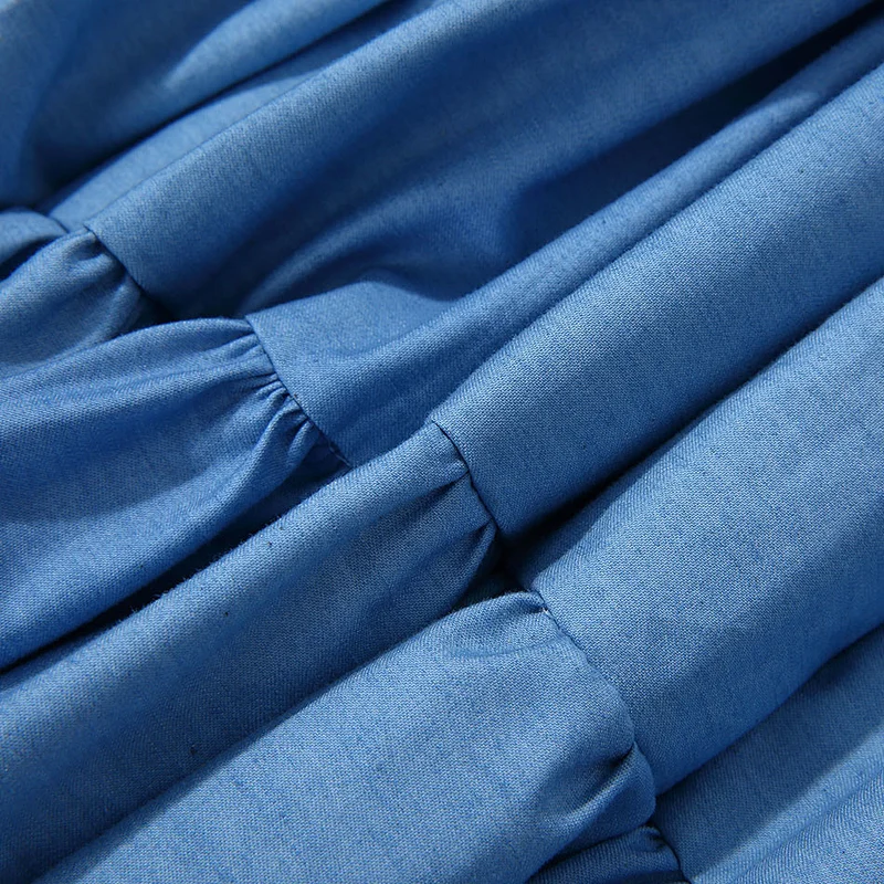 Boutique Hot Sale Kid A-line skirts Elastic Waist Skirt Lace Denim Long Skirts For Girl