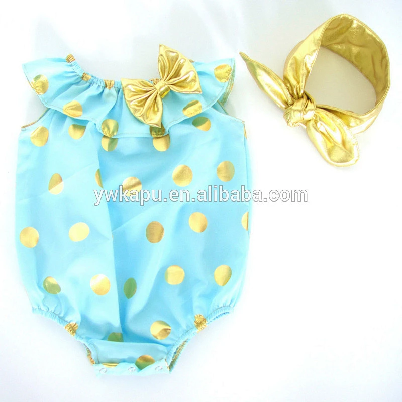 Summer wholesale boutique bubble romper baby wear solid color baby seaside clothes romper with headband