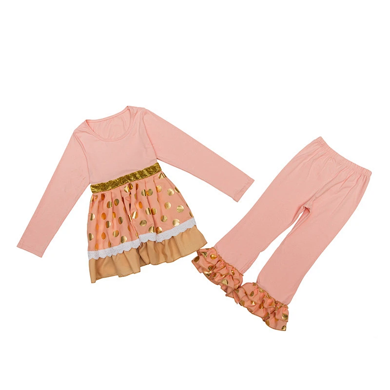2018 Hot Sale Yiwu Kapu Garment Factory Girls Boutique Clothing Girl Giggle Moon Remake Outfits Set For Kid