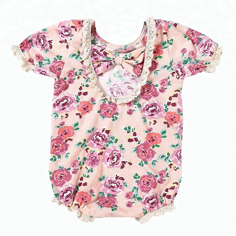 Newborn Kids Clothing Short Sleeve Romper Cotton Floral Printed Infant Baby Girl Bodysuits