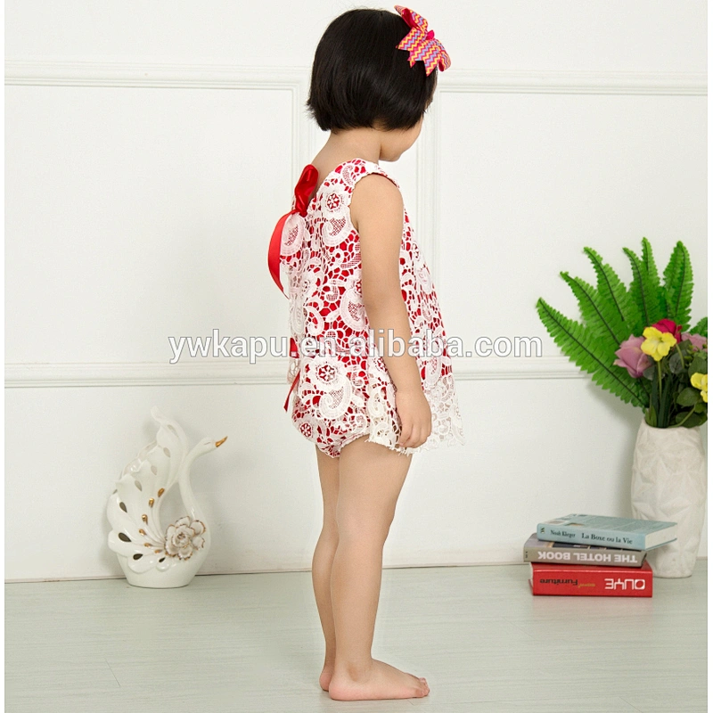 Cute Girl Lace Fabric Swing Outfits Baby Girl Boutique Clothing Sets High Quality Colour Combination Suits
