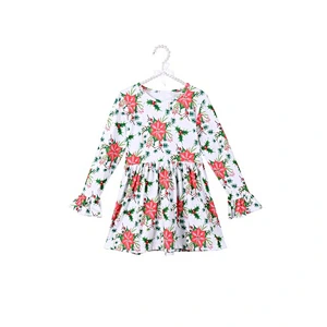 China wholesale baby girl clothing long sleeve maxi Christmas high quality dress
