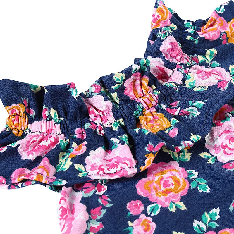 Top quality boutique Toddler cotton sleeveless  baby floral  girl romper