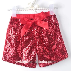 Fashion New Design Baby Girl Multi color Sparkling Newborn Sequin Short With Ribbon Bow