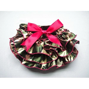 2018 Newest plain baby girl bloomers ruffle diaper cover satin floral print bloomers with bow
