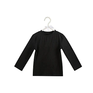 Summer children cotton solid color printed long sleeve shirt for kids girls printed t shirt