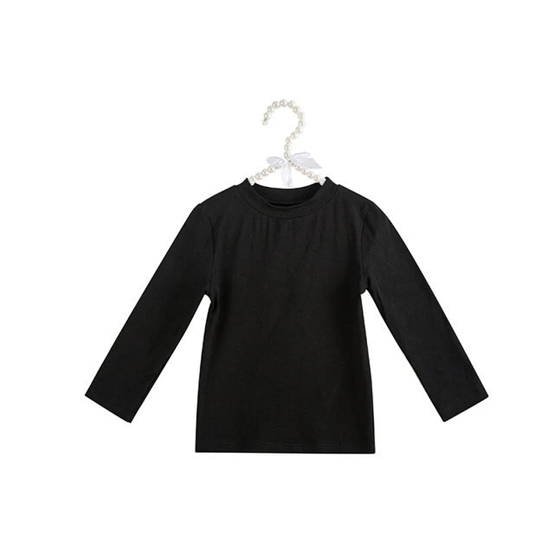 Summer children cotton solid color printed long sleeve shirt for kids girls printed t shirt