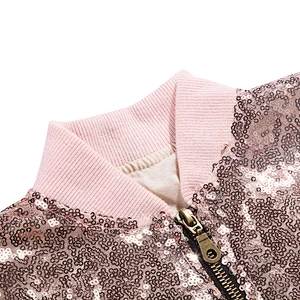2019 Hot Sale 0-Neck With  Long Sleeve Top  Embroidery Sequin Jacket With Zipper Clothes For Girl