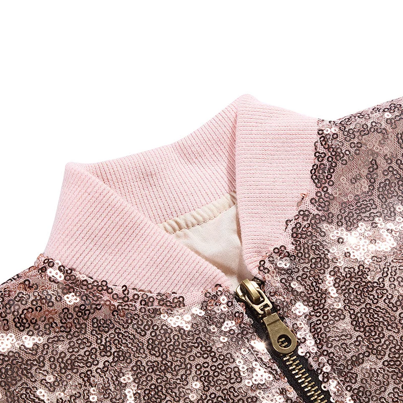 2019 Hot Sale 0-Neck With  Long Sleeve Top  Embroidery Sequin Jacket With Zipper Clothes For Girl