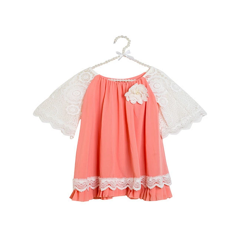 2018 Summer Cotton Beautiful Children Top Boutique Girls Party Dress Pearl Tunic Kids Baby Girl Dresses Wholesale