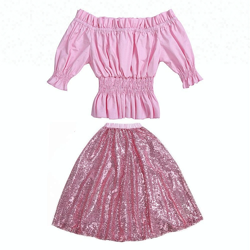 Best selling products 2018 in USA wholesale toddler girl clothes new design top and sequin skirt set