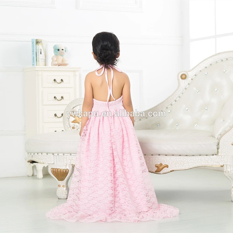 Wonderful selling elegant and generous children girl wedding party princess lace mopping long dresses