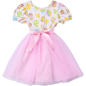 2019 Fashion design Easter day cotton rabbit bunny girls boutique dress