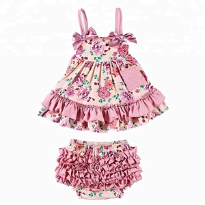 New Product Little Girl Clothing Baby Swing Top Set Breathable Summer Baby Kids Clothes
