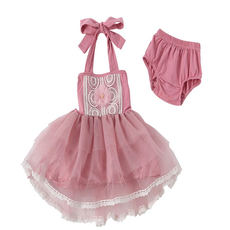 2018 Hot Fashion Girls Soft Pinky Lively Tutu Dress and Shorts Baby Romper 2 Piece Set