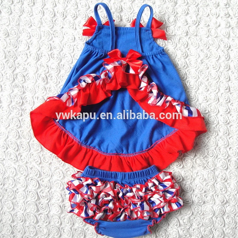 2016 hot sale summer baby girl cotton swing top&bloomer set