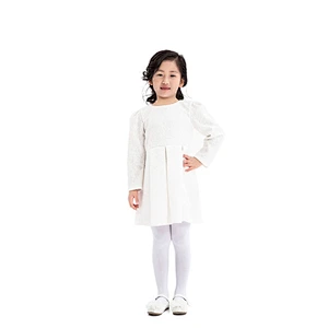 Baby Girls Lace Long Sleeve Dresses  Wedding Children  Fashion Spring Autumn White Clothes Dress
