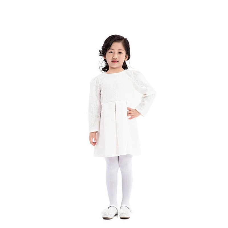 Baby Girls Lace Long Sleeve Dresses  Wedding Children  Fashion Spring Autumn White Clothes Dress