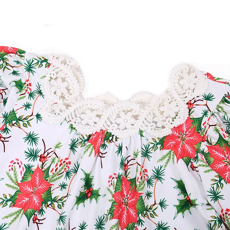 Fashion Blouse for Kids Girls with Ruffle Swing and Lace Square Collar Desgin