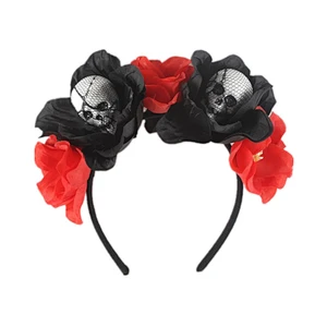 Funny  Halloween Orange Rose Gauze Skull Party Baby kids Headband