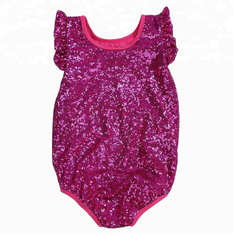 Flutter Sleeves Kids Jumpsuit High Quality Toddler Clothes Baby Girl Cotton Soft Sequin Romper