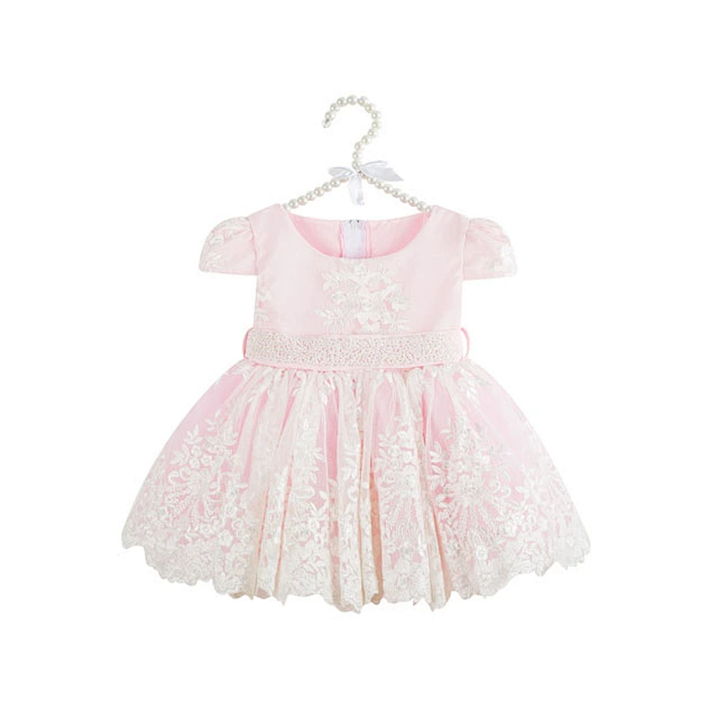 2018 New Design Pure White Beaded  Floral Girl Dress Baby Frock Design Pictures