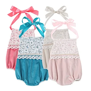 HOT Sale  Girl Boutique Clothes  infant Toddle Romper Halter Lace Baby Romper
