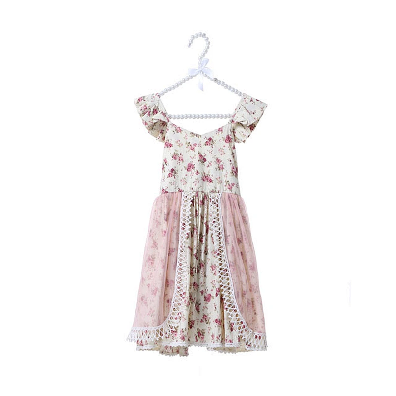 Factory Price Summer Children Clothing Rainbow Flower Baby Girl Summer Dress