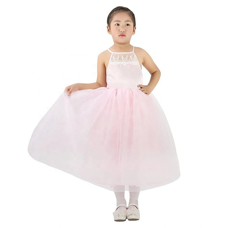2019 New Design Summer  Flower Girls Dress Sleeveless Lace Tulle  Dress