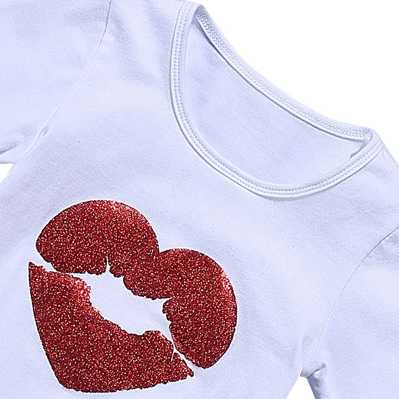 Wholesale Kids Girls Heart Print Spring and Autumn Outfits with a Cute Headband