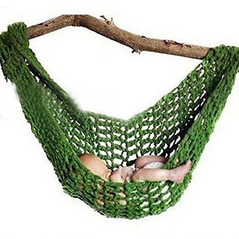 Newbron Photography Prop bed White Color Crochet Newborn Baby Knit Hammock