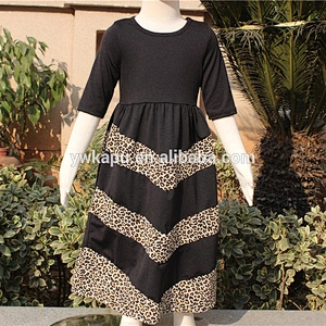 2018 Wholesale mother and daughter latest fashion long sleeve black leopard maxi dress