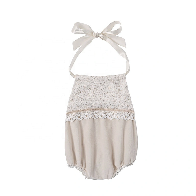 0-3M Age Breathable Velvet Baby White Romper Plus Size Lace Halter Romper