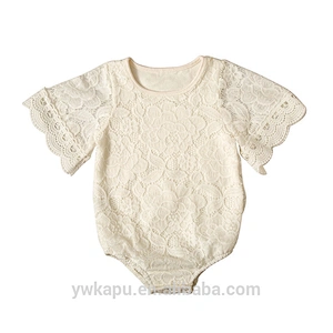 Princess summer boutique girls clothes romper sweet white lace baby cotton romper