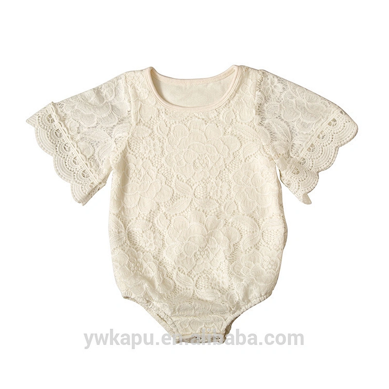 Princess summer boutique girls clothes romper sweet white lace baby cotton romper