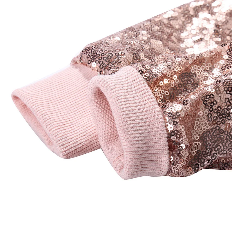 2019 Hot Sale 0-Neck With  Long Sleeve Top  Embroidery Sequin Jacket With Zipper Clothes For Girl