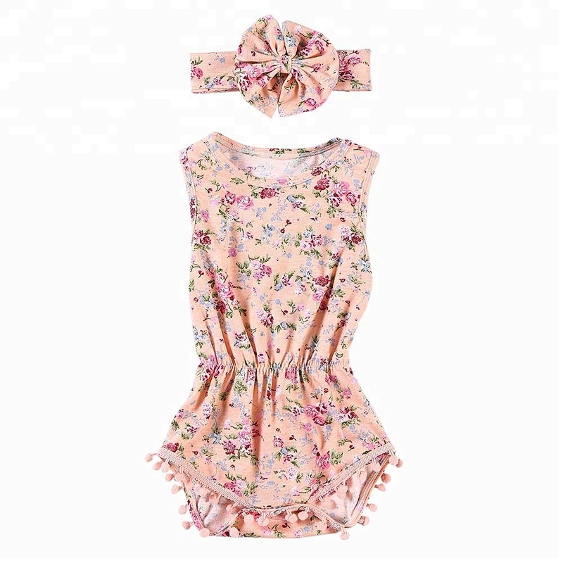 Wholesale children and kids boutique clothing floral baby onesie cotton newborn baby clothes
