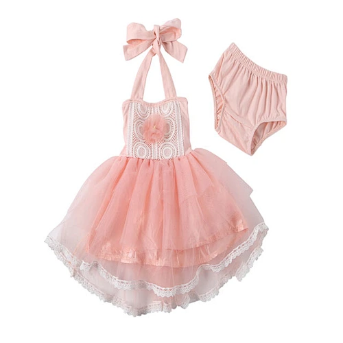 2018 Hot Fashion Girls Soft Pinky Lively Tutu Dress and Shorts Baby Romper 2 Piece Set